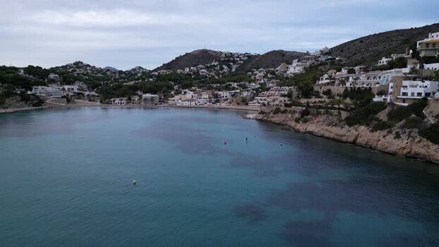 Aerial view of Moraira bay and coastline Spain.
