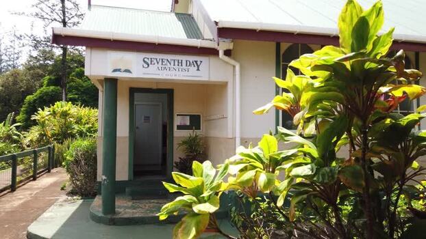 View of Seventh Day Adventist Church Pitcairn Islands.
