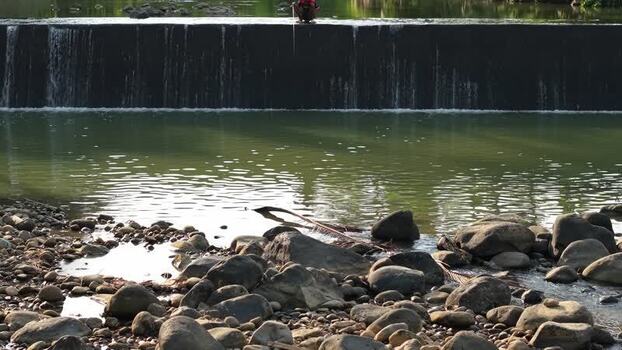 Aerial view of Fisherman at Tangsi River Water Gate Indonesia. Aerial view of Fisherman at Tangsi River Water Gate Indonesia.