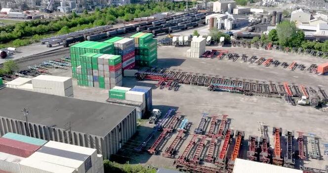 Aerial view of an industrial logistics terminal United States. Aerial view of an industrial logistics terminal United States.