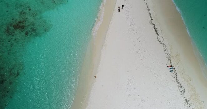 Aerial view of Los Roques archipelago sandbar Venezuela.