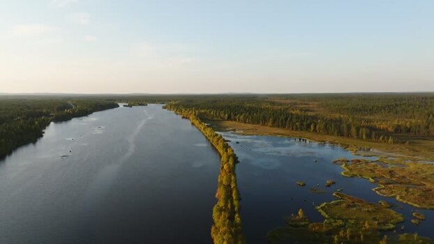 Aerial view of Peurasuvanto river in Finnish Lapland Finland. Aerial view of Peurasuvanto river in Finnish Lapland Finland.