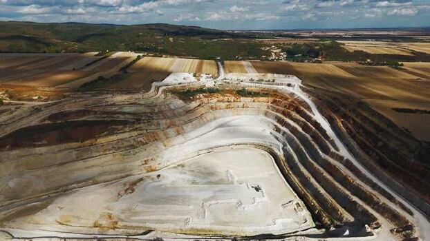 Aerial view of the open pit quarry in Besenovo Serbia. Aerial view of the open pit quarry in Besenovo Serbia.