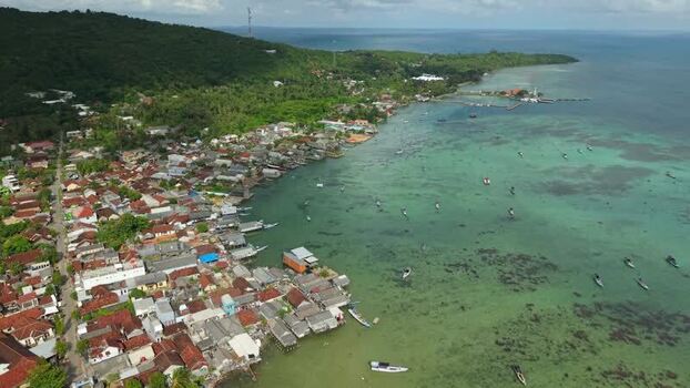 Aerial view of boats near the coast Indonesia. Aerial view of boats near the coast Indonesia.