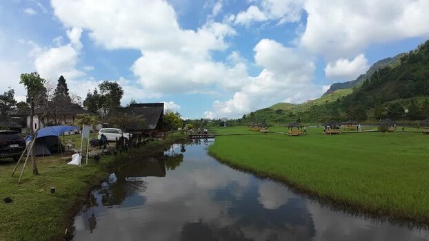 Aerial view of Rawa Gede Jonggol Lake Indonesia.