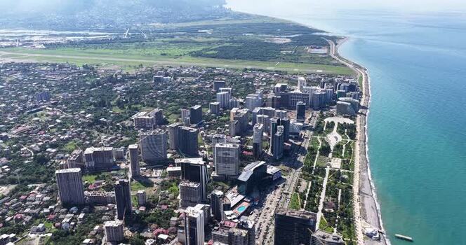 Aerial view of Batumi skyline along the Black Sea coast Georgia. Aerial view of Batumi skyline along the Black Sea coast Georgia.