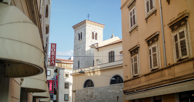 Rijeka Croatia 19 September 2026 View of the Cathedral of St. Vitus rising above the historic street architecture in the city center. Rijeka Croatia 19 September 2026 View of the Cathedral of St. Vitus rising above the historic street architecture in the city center.