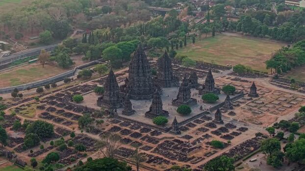 Aerial view of Prambanan Temple in Yogyakarta Indonesia. Aerial view of Prambanan Temple in Yogyakarta Indonesia.