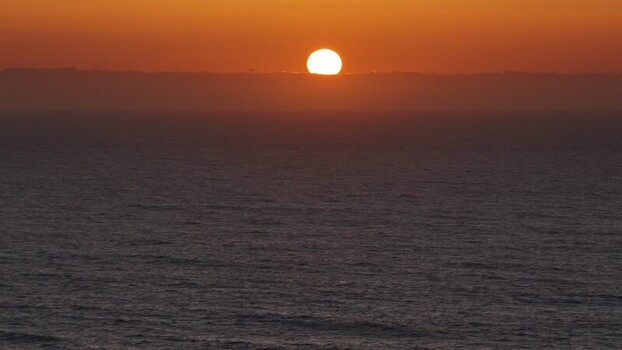 Aerial view of sunset over the ocean Portugal.