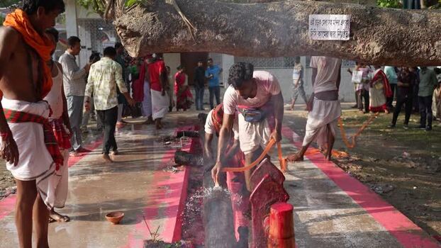 View of people performing a traditional ritual in Pabna Bangladesh. View of people performing a traditional ritual in Pabna Bangladesh.