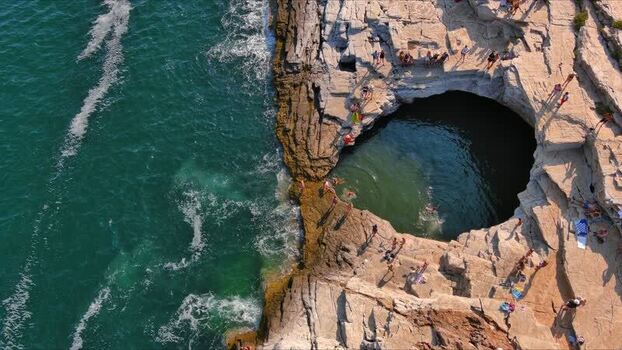 Aerial view of Giola natural pool in Thasos Greece. Aerial view of Giola natural pool in Thasos Greece.
