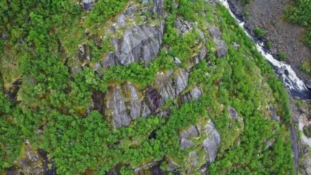 Aerial view of Hardangervidda cliffs and river Norway. Aerial view of Hardangervidda cliffs and river Norway.