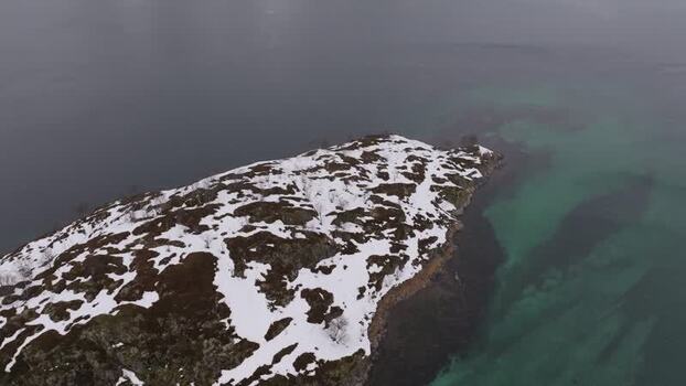 Aerial view of Lofoten islands in Vagan Municipality Norway.