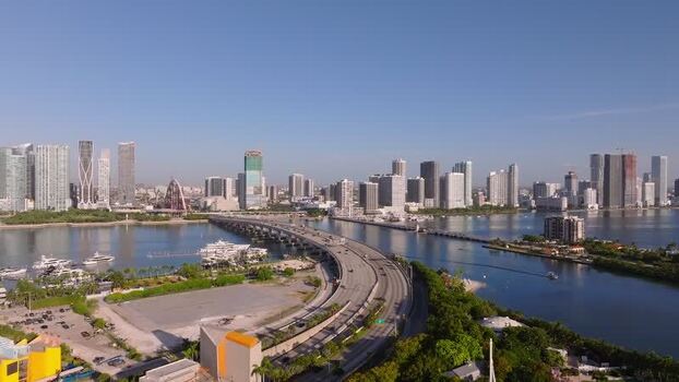 Aerial view of MacArthur Causeway United States.