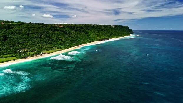 Aerial view of tropical coastline Indonesia.