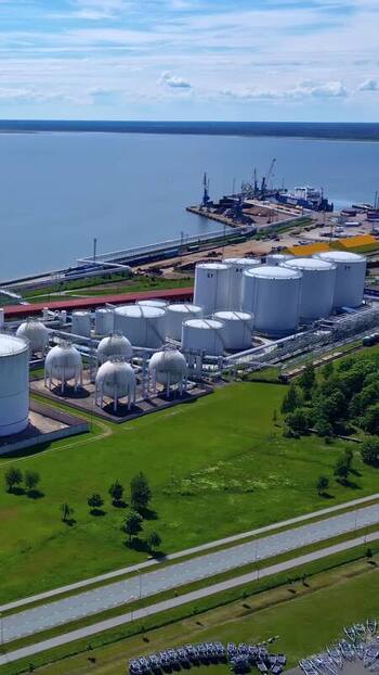 Aerial view of industrial port and storage tanks in Estonia. Aerial view of industrial port and storage tanks in Estonia.