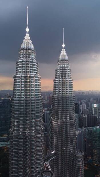 Aerial view of Petronas Towers Malaysia.