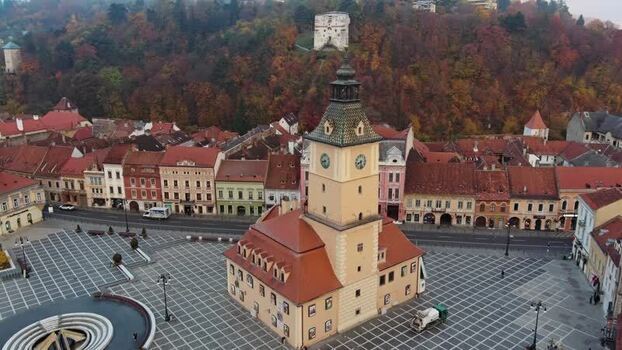 Aerial view of Council House in Brasov Romania. Aerial view of Council House in Brasov Romania.