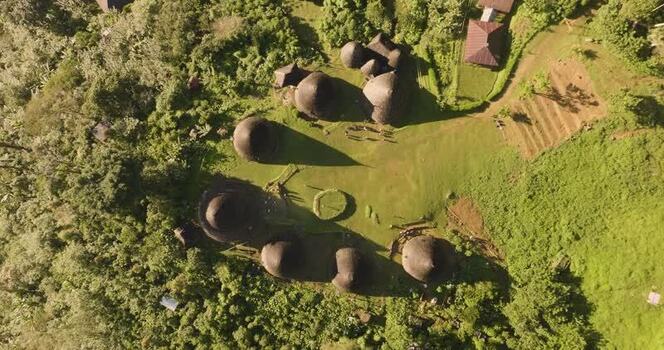 Aerial view of Waerebo Village in Satar Mese Barat Indonesia.