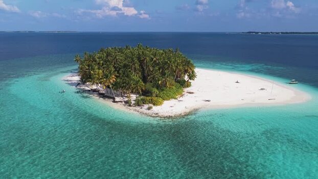 Aerial view of a tropical island with palm trees Maldives. Aerial view of a tropical island with palm trees Maldives.