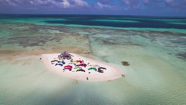 Aerial view of Los Roques archipelago in Venezuela.