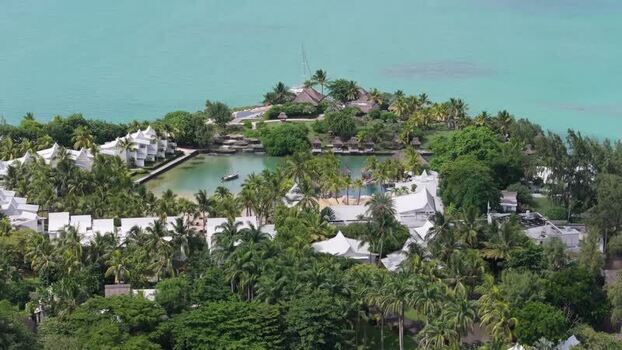 Aerial view of Cap Malheureux resort in Mauritius.
