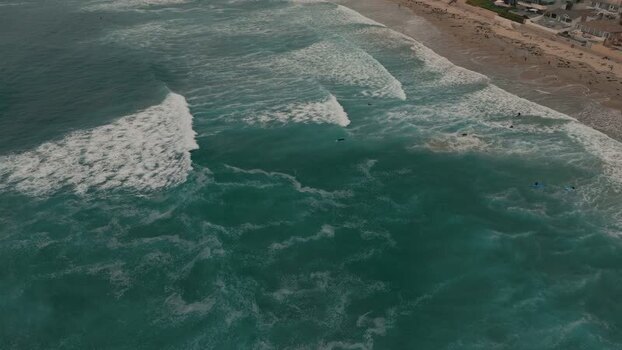 Aerial view of waves crashing at La Jolla Cove United States.