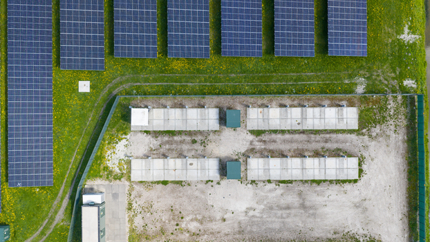 Aerial View of Battery Storage at Solar Park