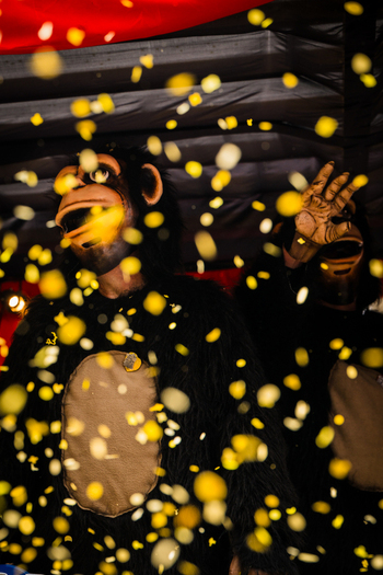 Basel Switzerland 10 March 2025 View of a costumed reveler amidst a flurry of confetti embodying the vibrant chaos of Fasnacht. Basel Switzerland 10 March 2025 View of a costumed reveler amidst a flurry of confetti embodying the vibrant chaos of Fasnacht.