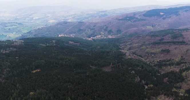Aerial view of the lush Vallombrosa forest and rolling hills Italy. Aerial view of the lush Vallombrosa forest and rolling hills Italy.