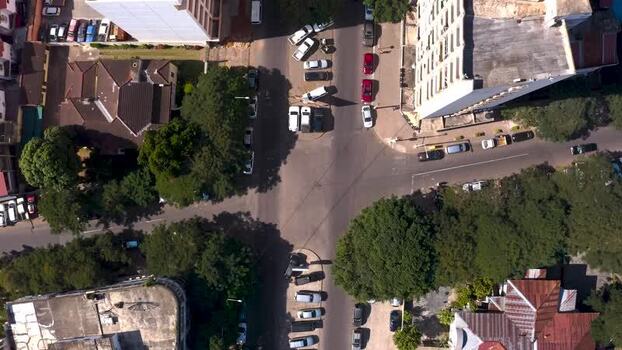 Aerial view of roads and buildings Mozambique.