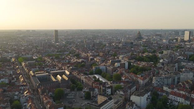 Aerial view of Brussels cityscape at sunset Belgium. Aerial view of Brussels cityscape at sunset Belgium.