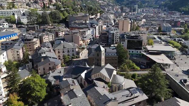 Aerial view of Andorra la Vella city center Andorra.