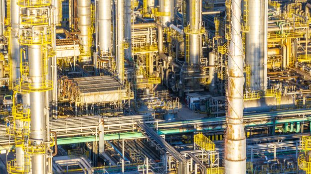 Aerial view of the petrochemical complex in Santo Andre State of Sao Paulo Brazil.