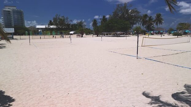 Aerial view of Grand Cayman beach volleyball courts Cayman Islands. Aerial view of Grand Cayman beach volleyball courts Cayman Islands.