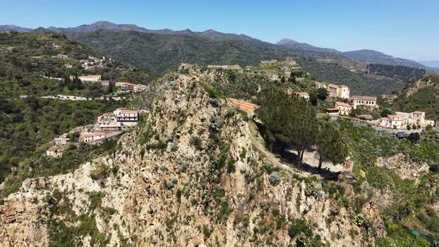 Aerial view of the hilltop village of Savoca Italy. Aerial view of the hilltop village of Savoca Italy.