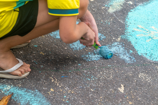 Rio de Janeiro Brazil 13 June 2026 View of a person painting the asphalt with a blue roller as part of street decorations for the World Cup 2026.