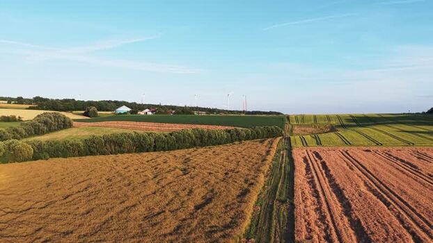 Aerial view of agricultural fields in Hofgeismar Germany.