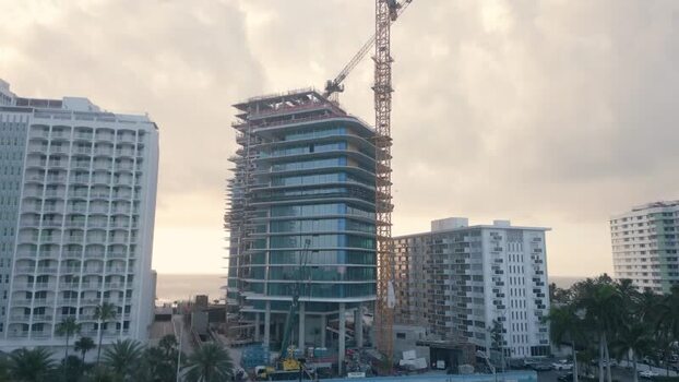 Aerial view of construction site in Miami Beach United States.