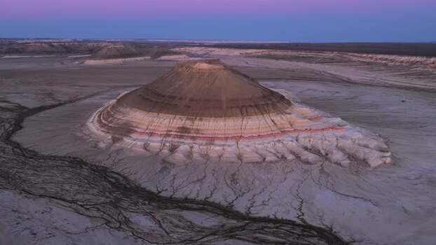 Aerial view of Mount Bokty in the desert Kazakhstan.
