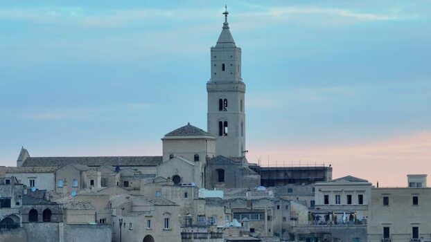 Aerial view of Matera Cathedral in Matera Italy.