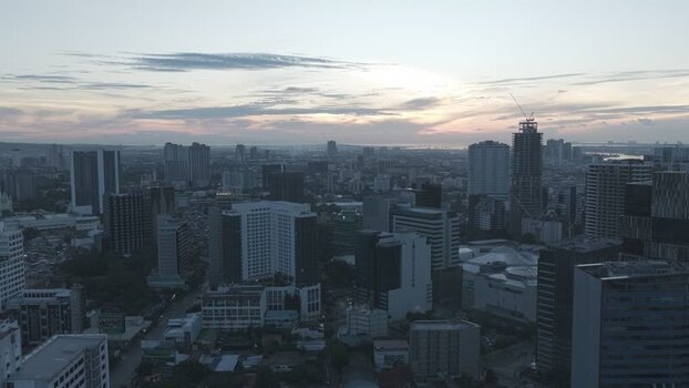 Aerial view of the urban skyline and skyscrapers Philippines.