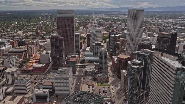 Aerial view of Denver skyline and urban architecture United States.