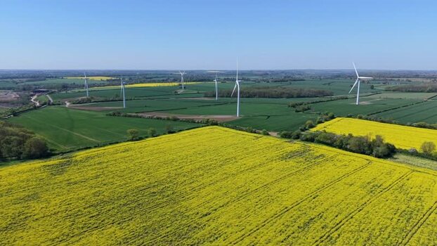 Aerial view of New Albion Wind Farm in Rushton United Kingdom. Aerial view of New Albion Wind Farm in Rushton United Kingdom.