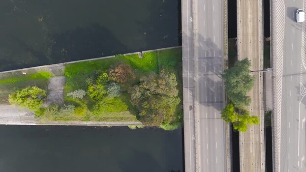 Aerial view of bridges and island Poland. Aerial view of bridges and island Poland.