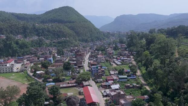Aerial view of Trishuli Bazar in Bidur Nepal. Aerial view of Trishuli Bazar in Bidur Nepal.