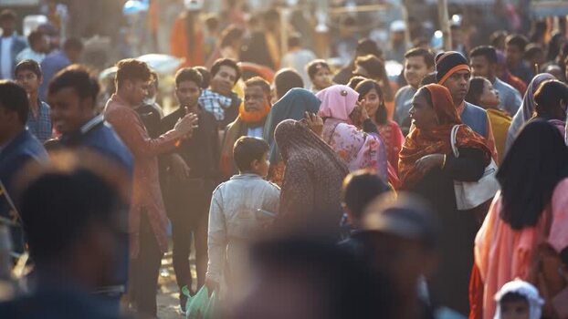 View of a crowded street with people walking Bangladesh. View of a crowded street with people walking Bangladesh.