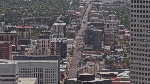Aerial view of downtown Denver United States.