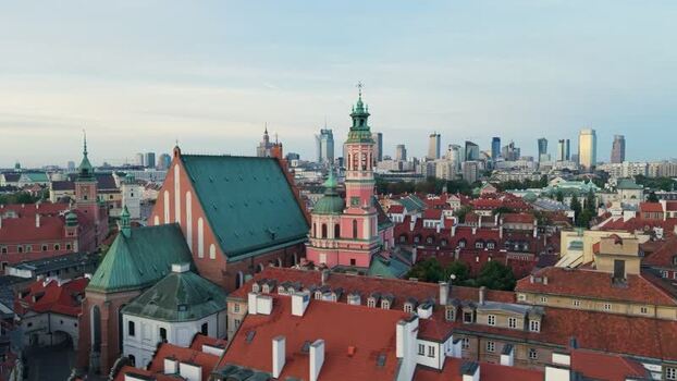Aerial view of St. Anne s Church and Warsaw skyline Poland.