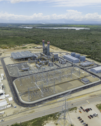 Aerial view of Manzanillo Power Land with industrial structures cooling towers electrical substation and landscape in Pepillo Salcedo Monte Cristi Province Dominican Republic. Aerial view of Manzanillo Power Land with industrial structures cooling towers electrical substation and landscape in Pepillo Salcedo Monte Cristi Province Dominican Republic.